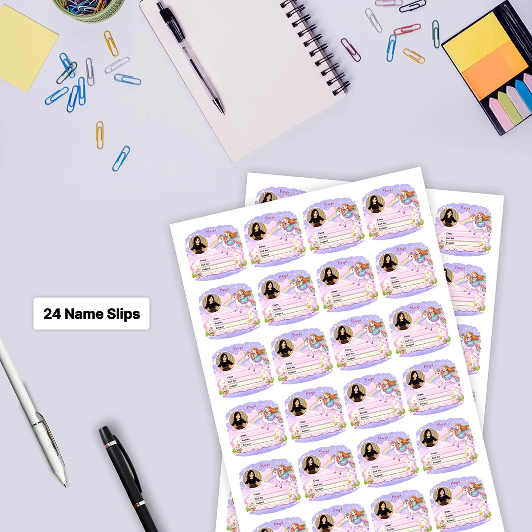 Personalized Unicorn Princess Theme Kids Name Slips (2x3 Inch, 24 Stickers) - Image 5