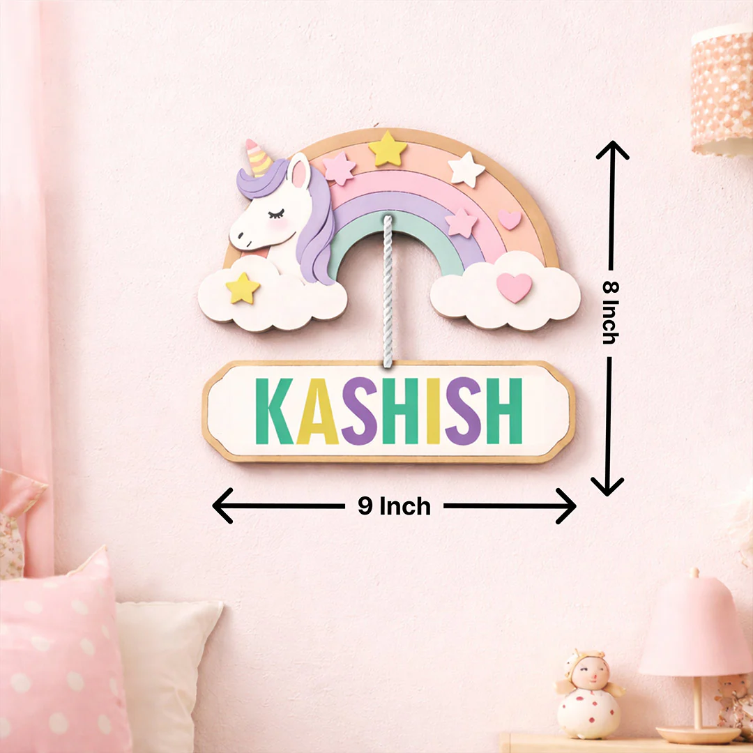 Personalized Unicorn Rainbow Name  Door Sign (8x9") - Image 3