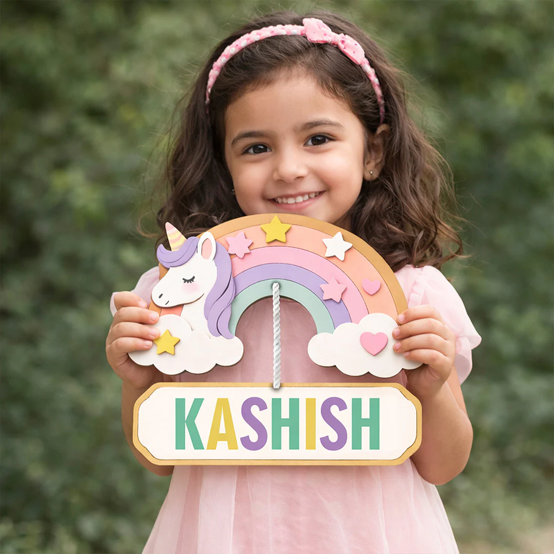 Personalized Unicorn Rainbow Name  Door Sign (8x9") - Image 4