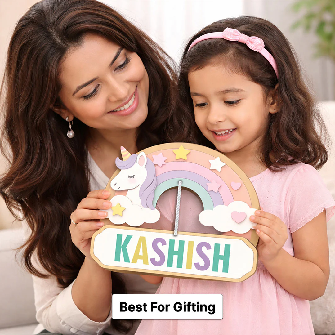 Personalized Unicorn Rainbow Name  Door Sign (8x9") - Image 5