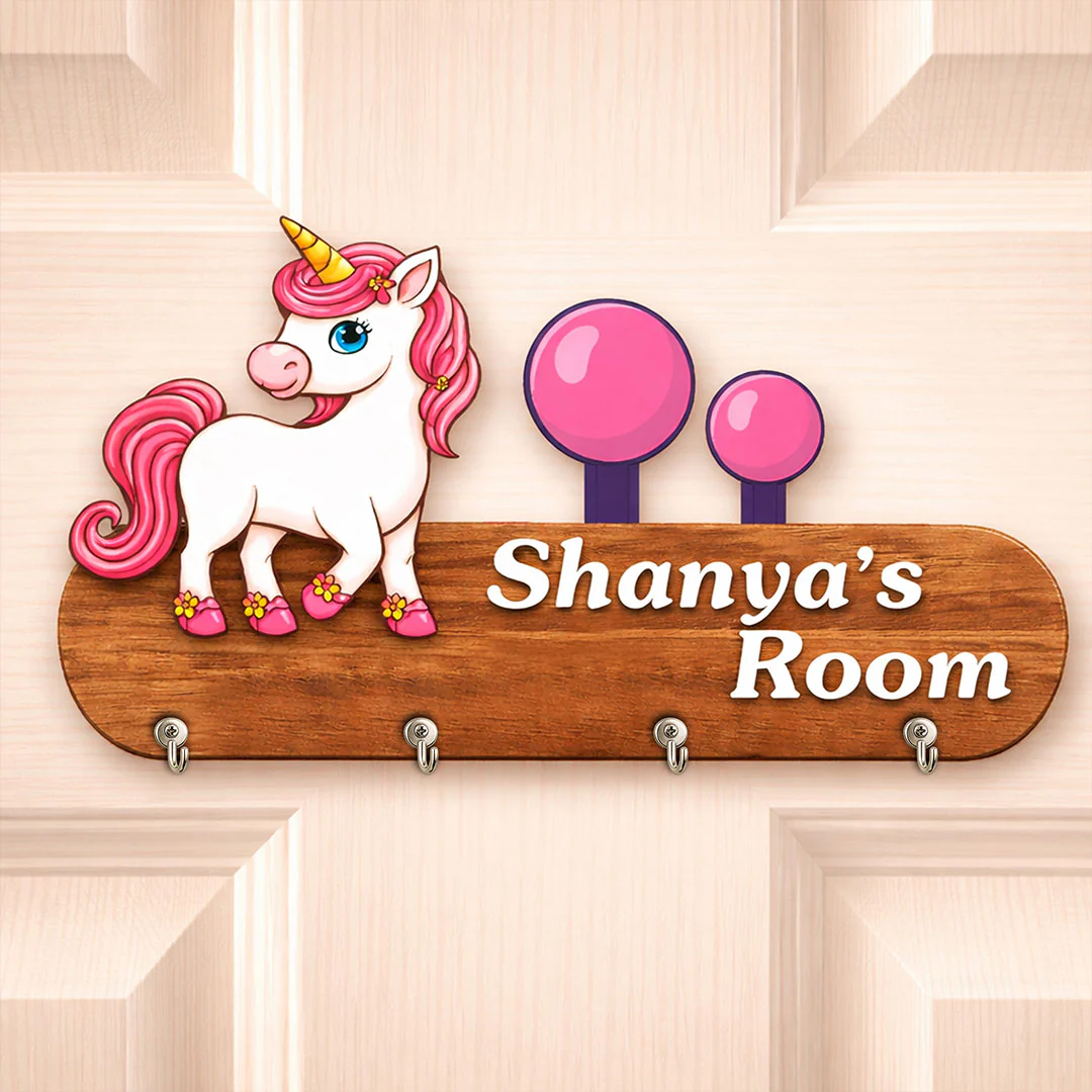 Personalized Unicorn Wooden Key Holder-9x5"