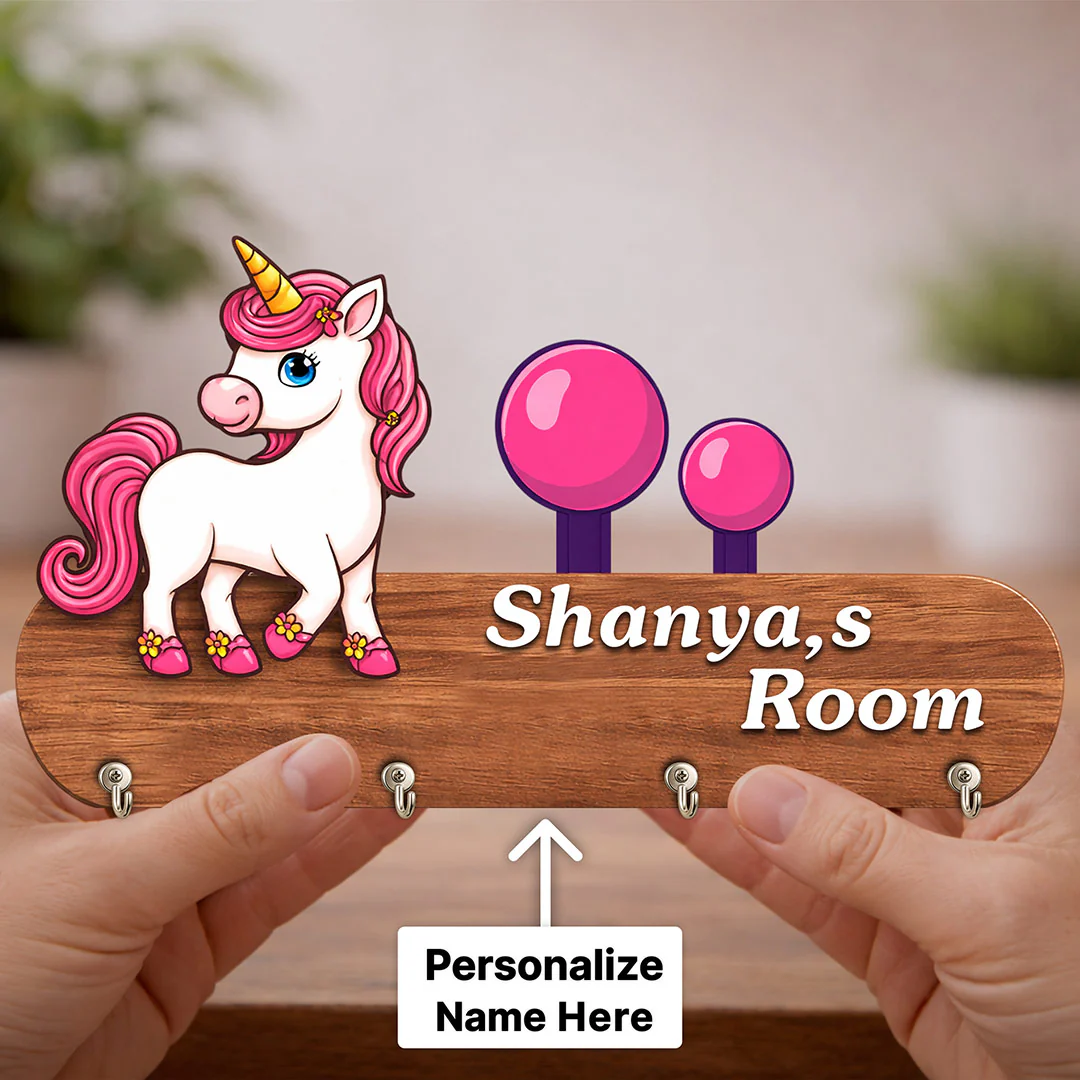 Personalized Unicorn Wooden Key Holder-9x5" - Image 2
