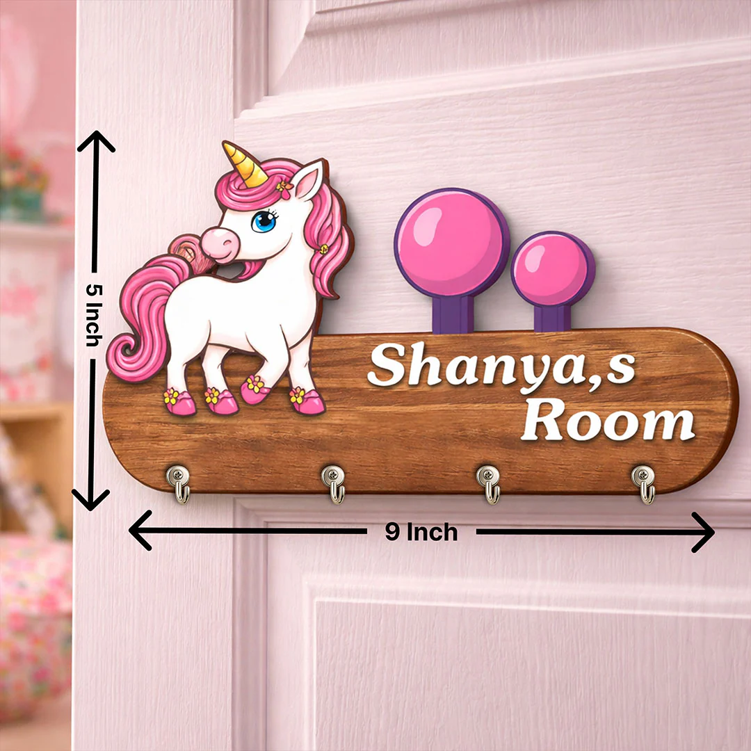 Personalized Unicorn Wooden Key Holder-9x5" - Image 3