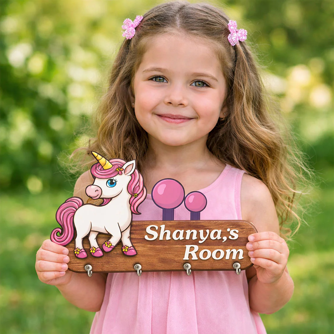 Personalized Unicorn Wooden Key Holder-9x5" - Image 4