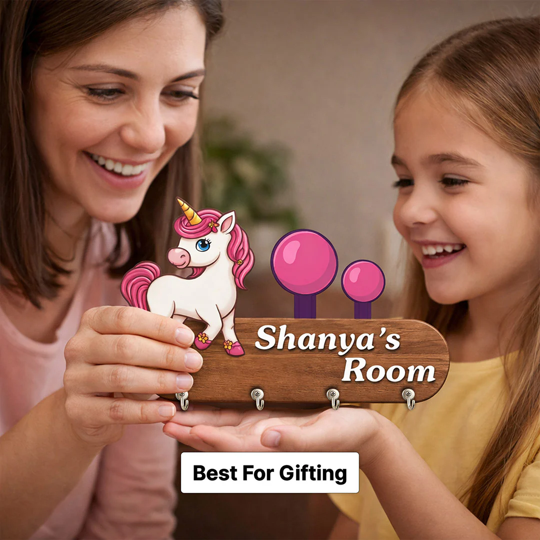 Personalized Unicorn Wooden Key Holder-9x5" - Image 5