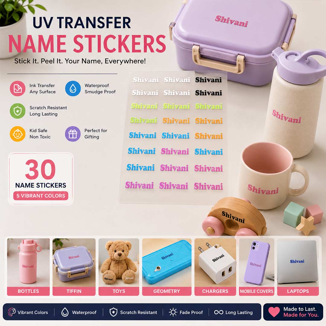 Personalized UV  Ink Transfer Name Stickers | Custom Name Labels for Bottles, Lunch Boxes, Toys & School Accessories - Image 3