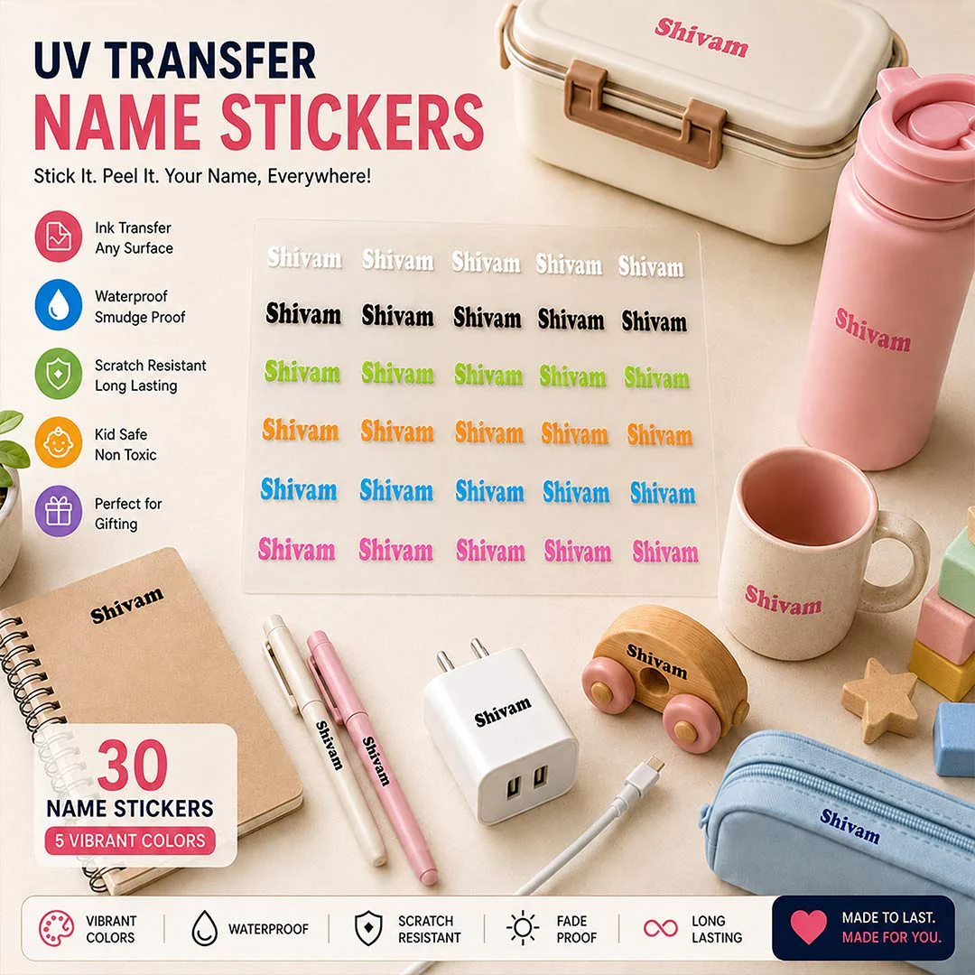Personalized UV  Ink Transfer Name Stickers | Custom Name Labels for Bottles, Lunch Boxes, Toys & School Accessories - Image 4