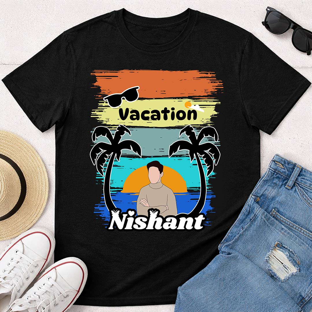 Personalized Vacation Theme Black T-Shirt - Image 5