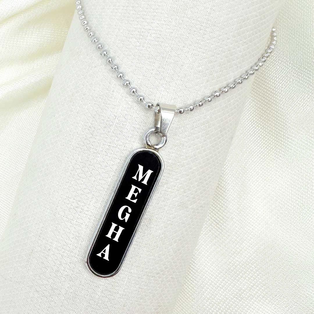 Personalized Vertical Name Pendant Necklace – Black & Silver Variants - Image 2