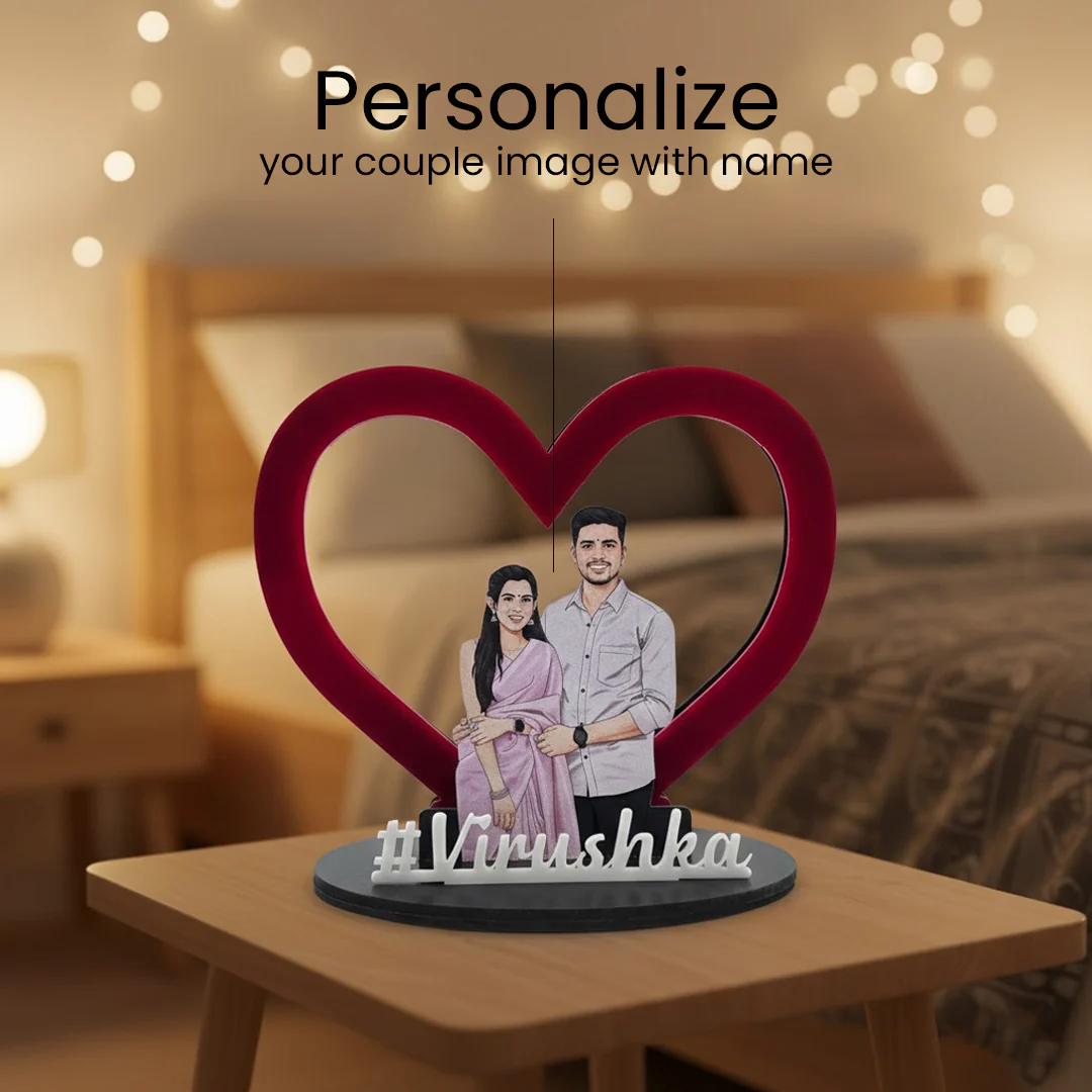 Personalized Warm Light Heart Couple Frame – 7×8.5" - Image 3