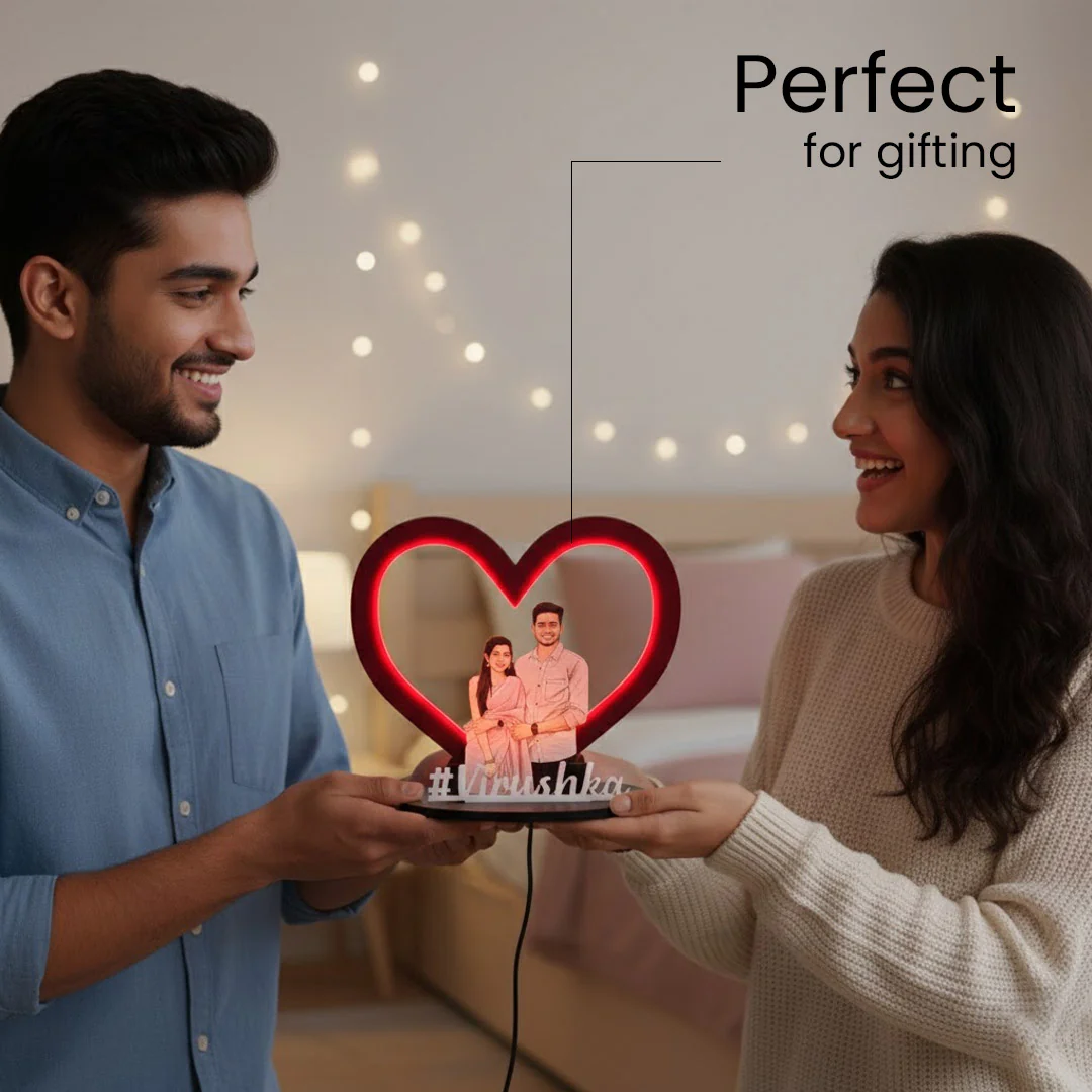 Personalized Warm Light Heart Couple Frame – 7×8.5" - Image 4