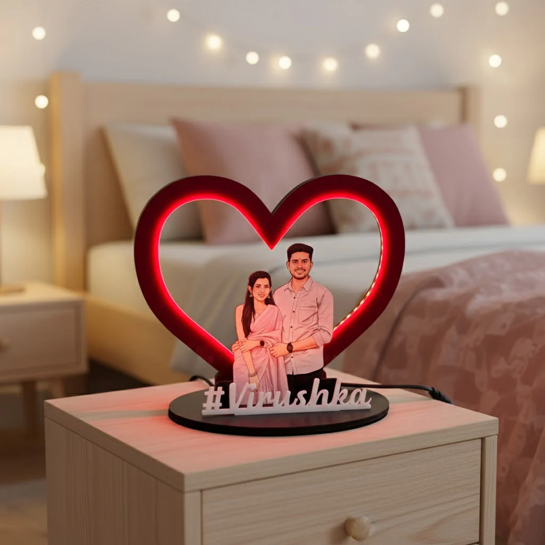 Personalized Warm Light Heart Couple Frame – 7×8.5" - Image 5