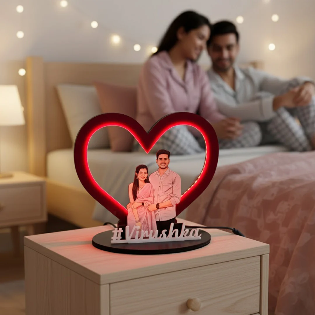 Personalized Warm Light Heart Couple Frame – 7×8.5" - Image 7