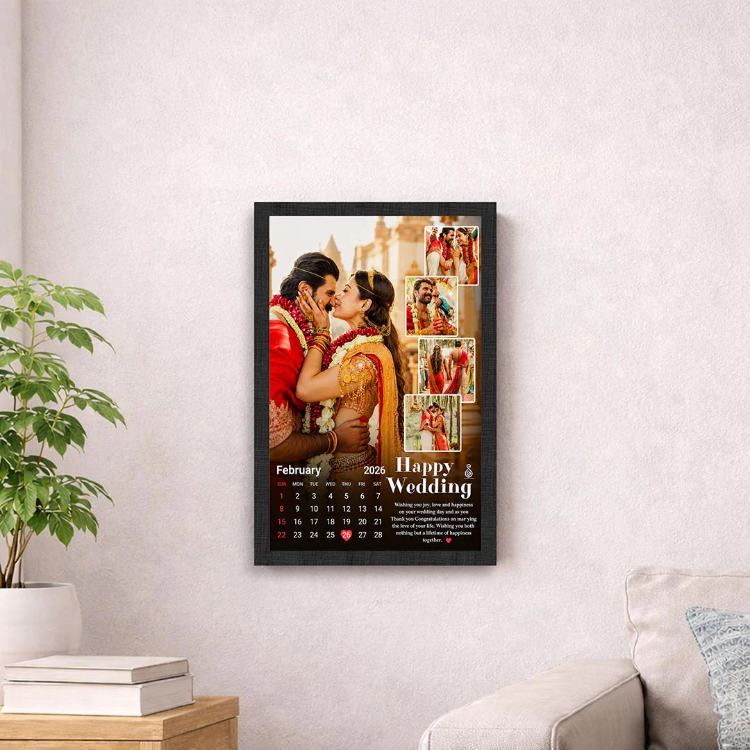 Personalized Wedding Calendar Photo Frame | Wedding Memory Wall Frame Gift