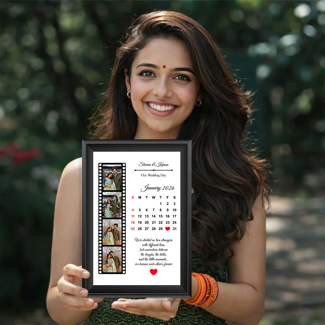 Personalized Wedding Calendar Photo Frame with Custom Date (8x12") - Image 4