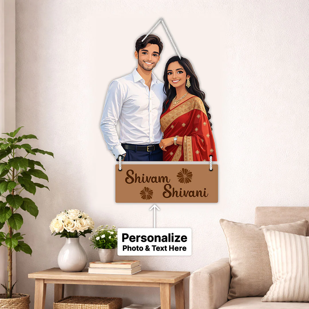 Personalized Wedding Couple Wooden Wall Hanger-8x12" - Image 2
