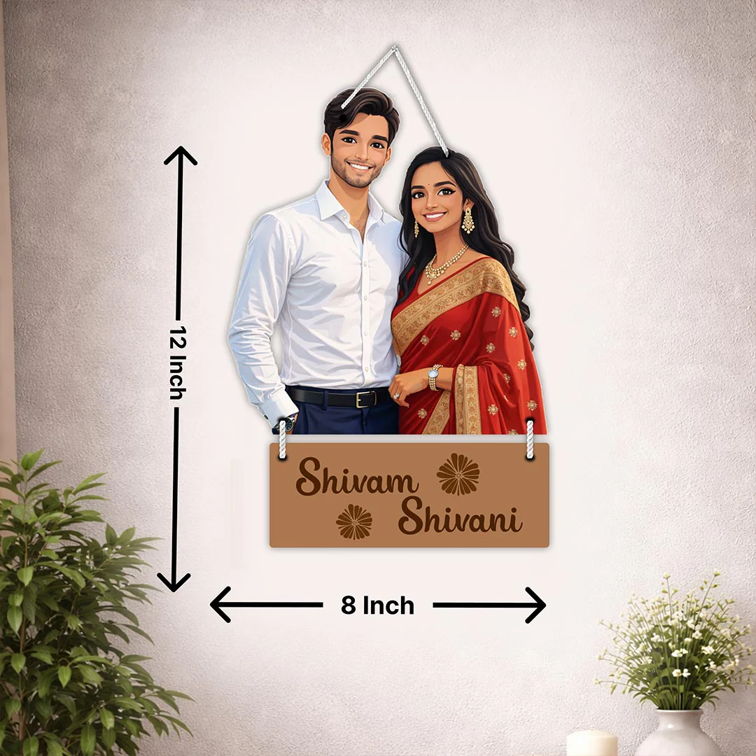Personalized Wedding Couple Wooden Wall Hanger-8x12" - Image 3