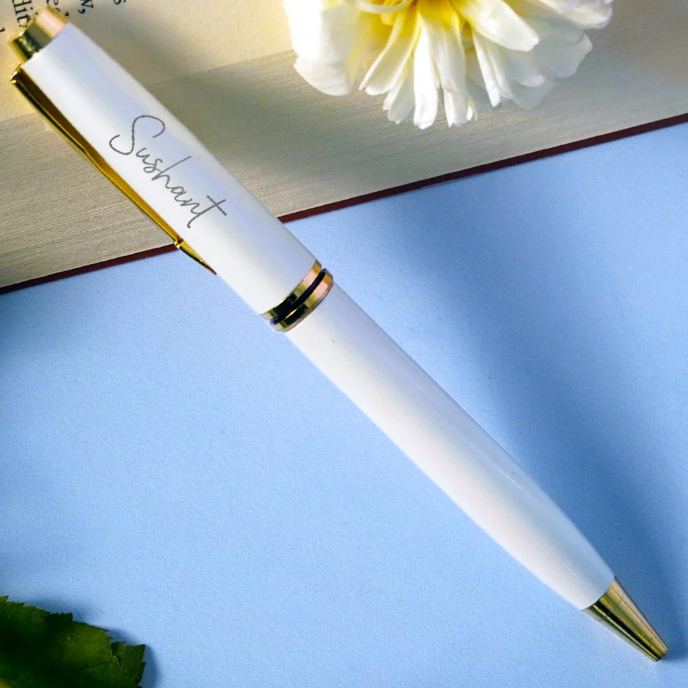 Engraving Metallic Finish Ball Pen - White - Image 3