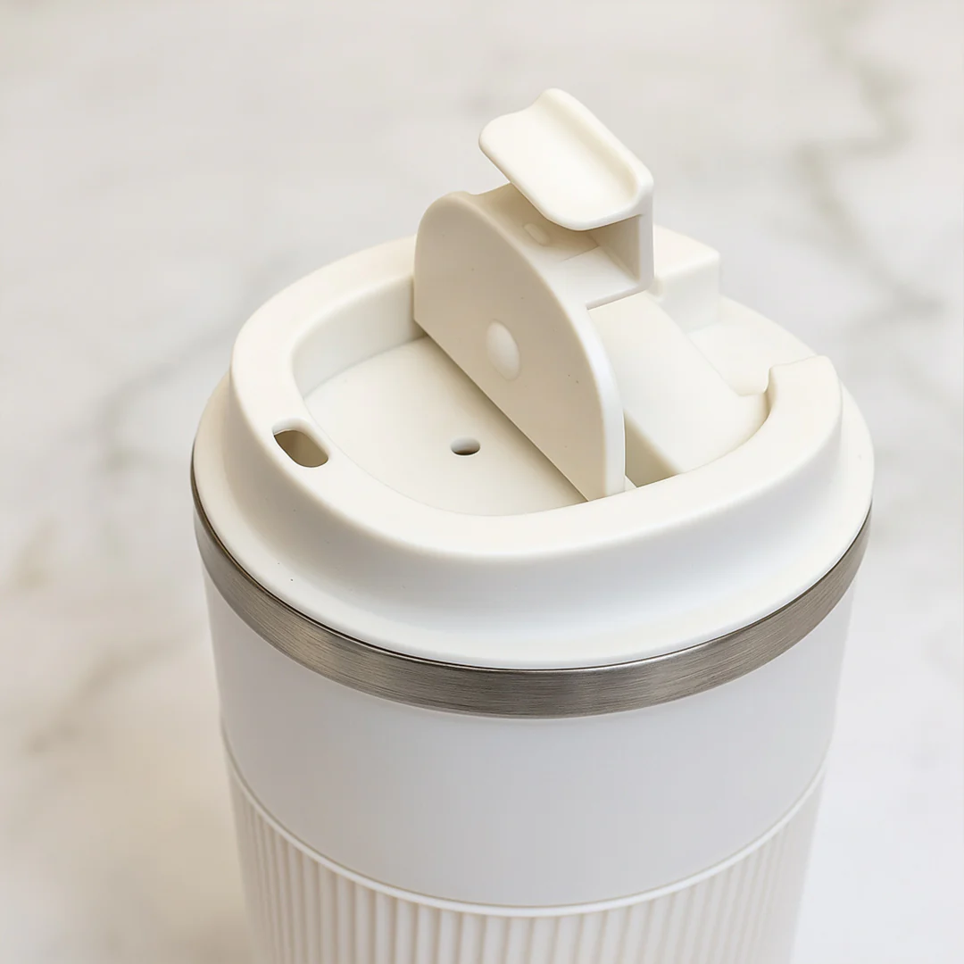 Personalized White Travel Coffee Tumbler - Image 3