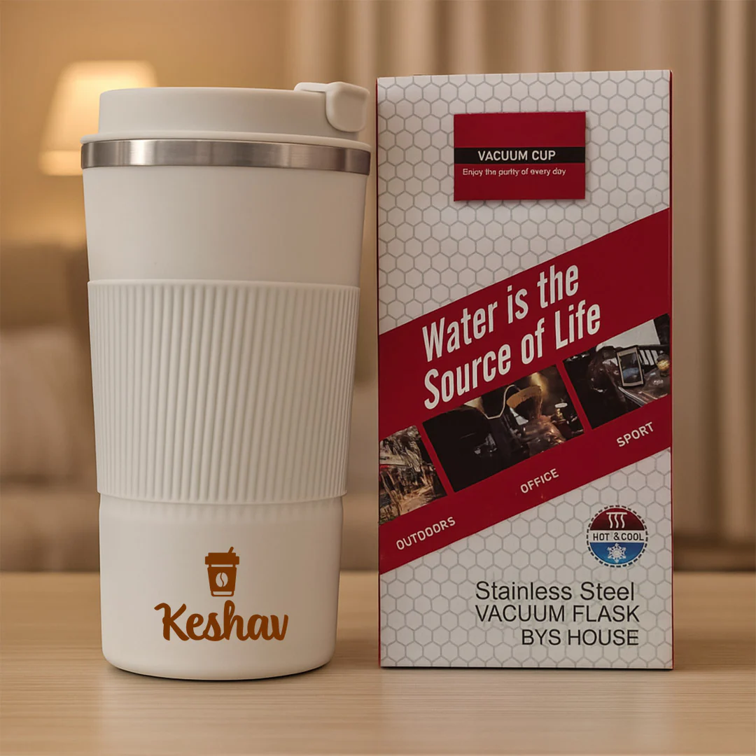 Personalized White Travel Coffee Tumbler - Image 4