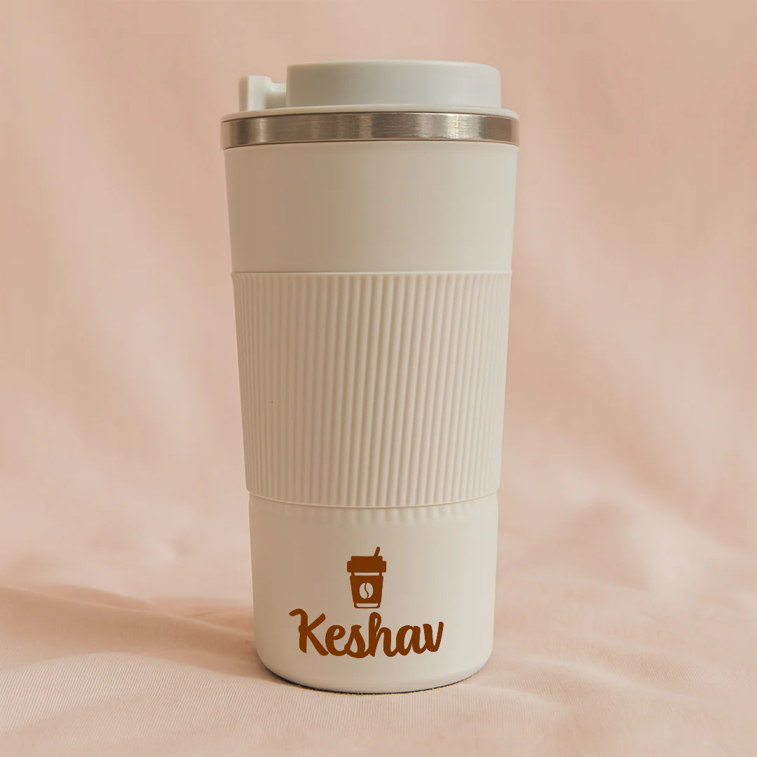 Personalized White Travel Coffee Tumbler - Image 5
