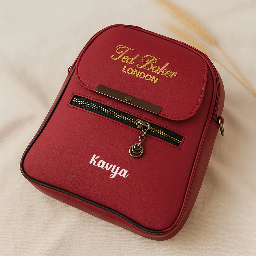 Personalized Women's Leather Sling Bag - Image 8