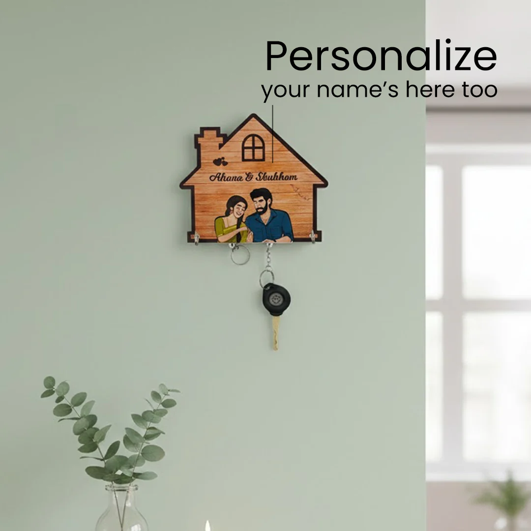 Personalized Wooden Couple Key Holder – 6x6” - Image 4