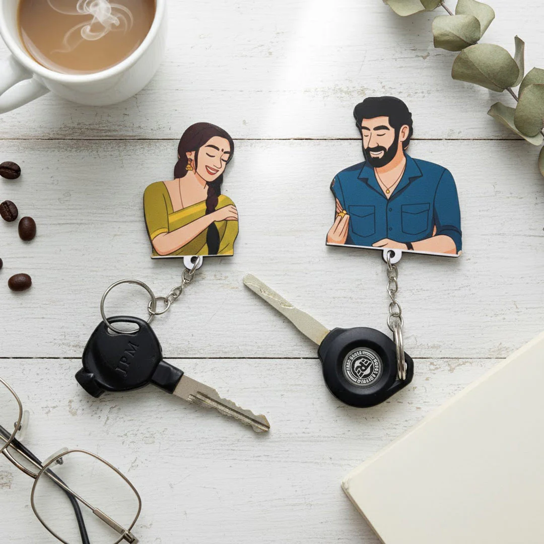 Personalized Wooden Couple Key Holder – 6x6” - Image 7