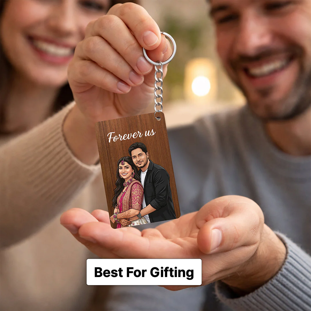 Personalized Wooden Couple Keychain (2.5x1.5") - Image 5