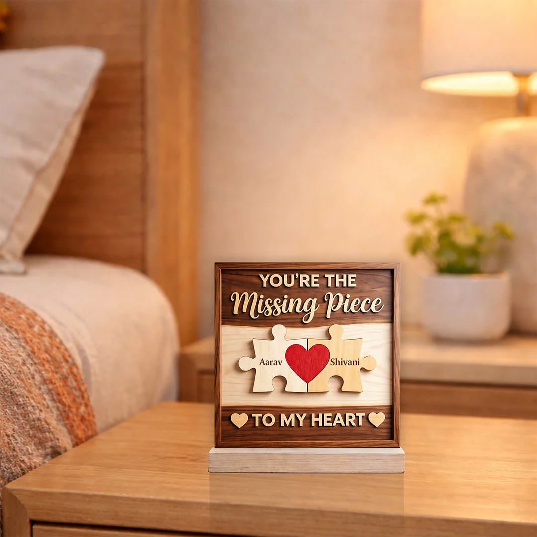 Personalized Wooden Couple Puzzle Name Frame-6x6"