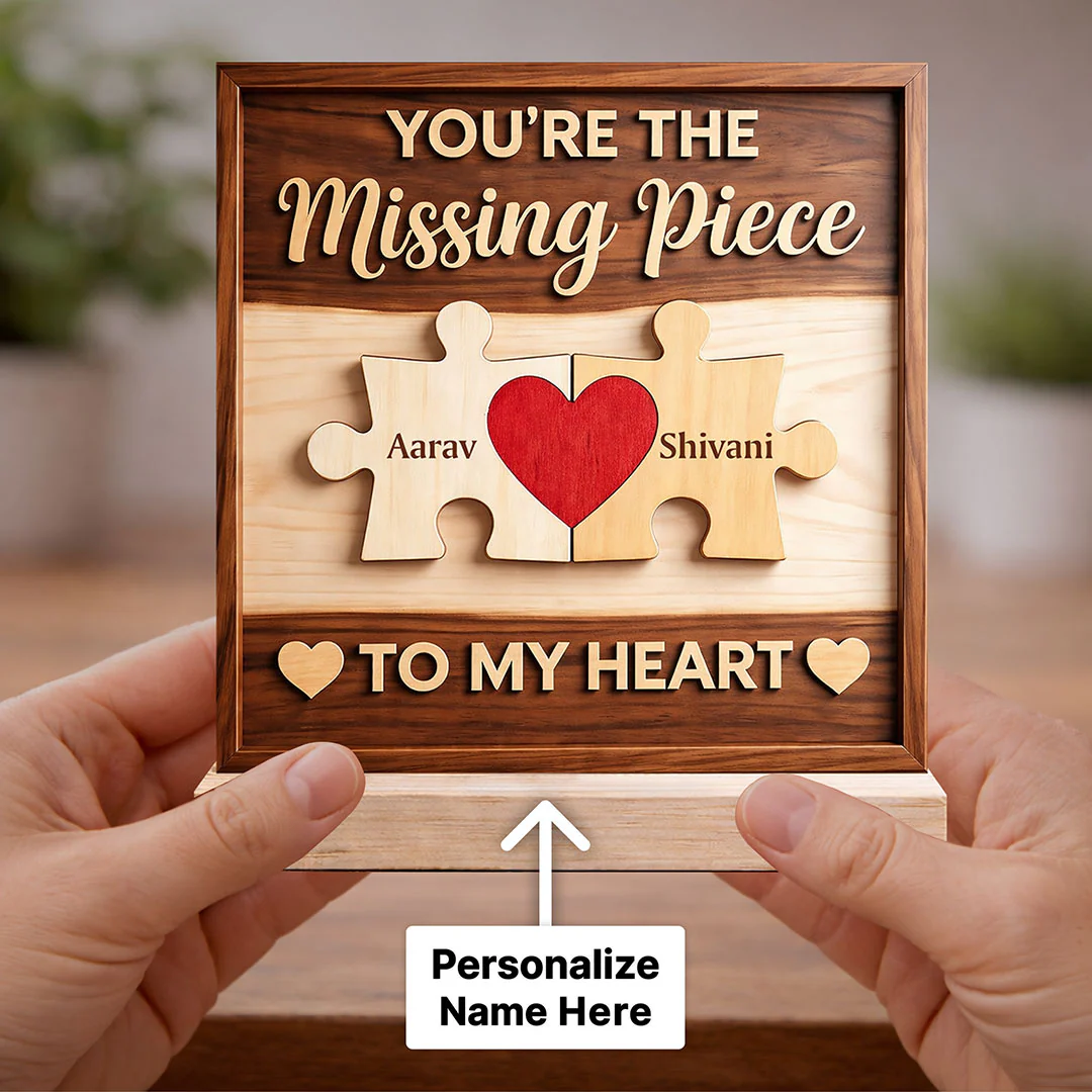 Personalized Wooden Couple Puzzle Name Frame-6x6" - Image 2