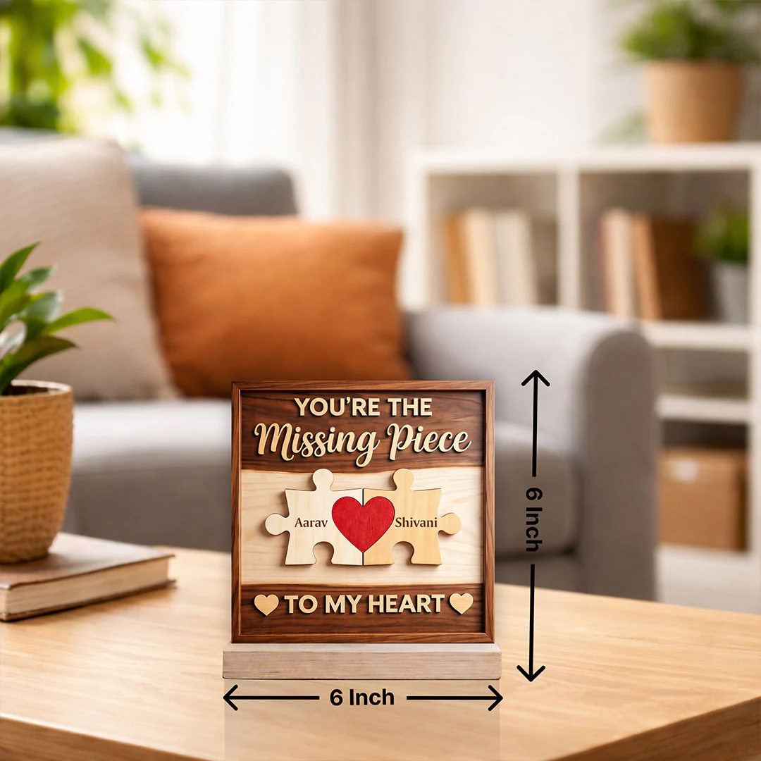 Personalized Wooden Couple Puzzle Name Frame-6x6" - Image 3