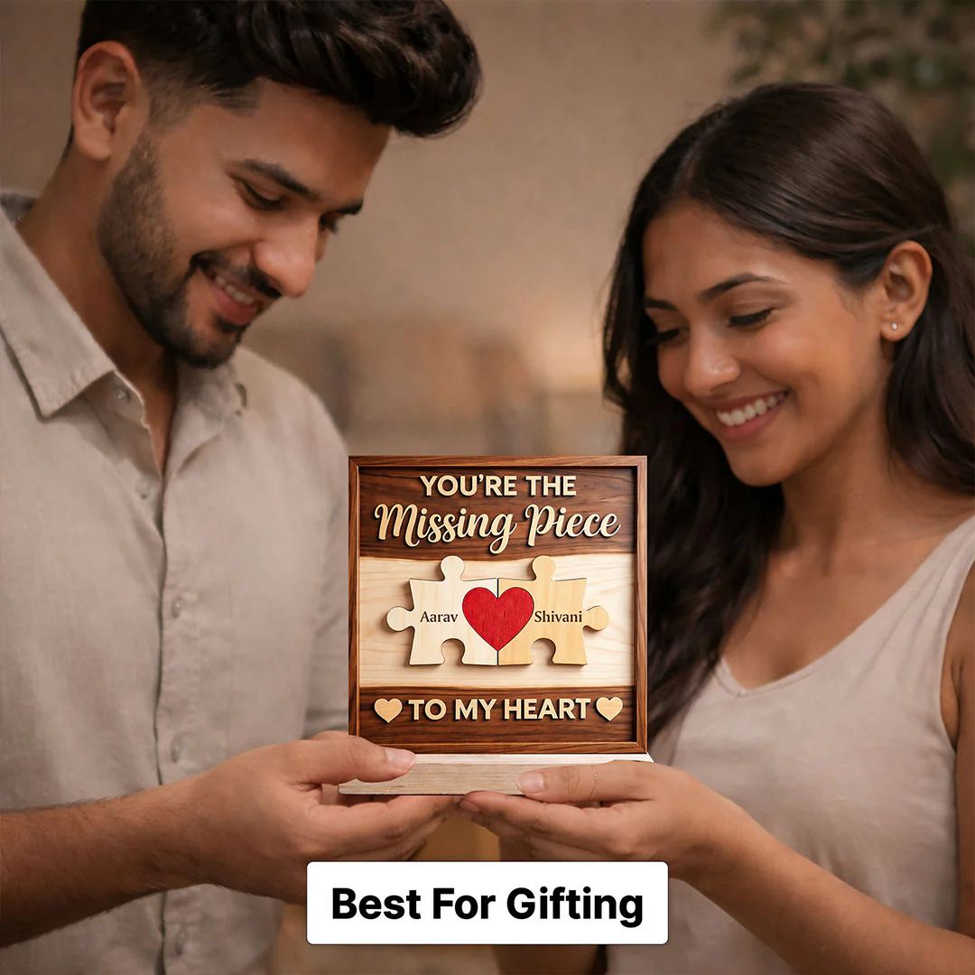 Personalized Wooden Couple Puzzle Name Frame-6x6" - Image 5