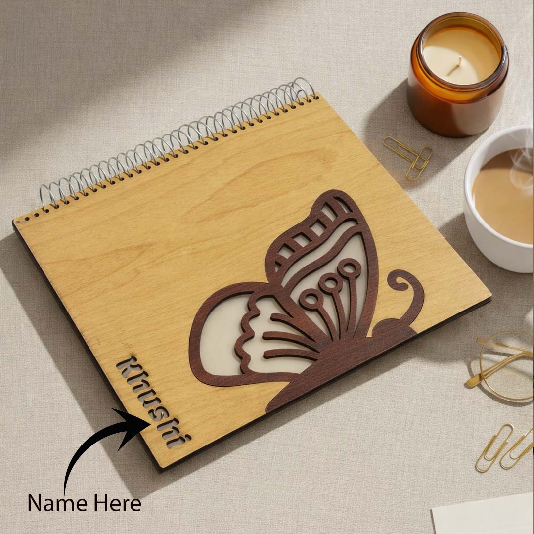 Personalized Wooden Cover Notebook – A3 Size (Spiral Bound) - Image 2