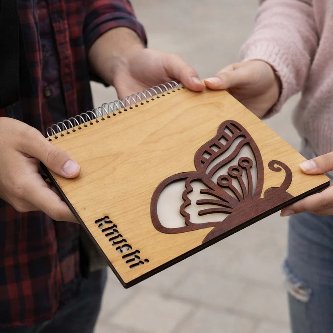 Personalized Wooden Cover Notebook – A3 Size (Spiral Bound) - Image 3