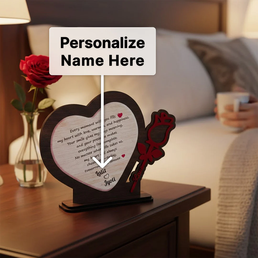 Personalized Wooden Heart Message Table Decor (8×9") - Image 2