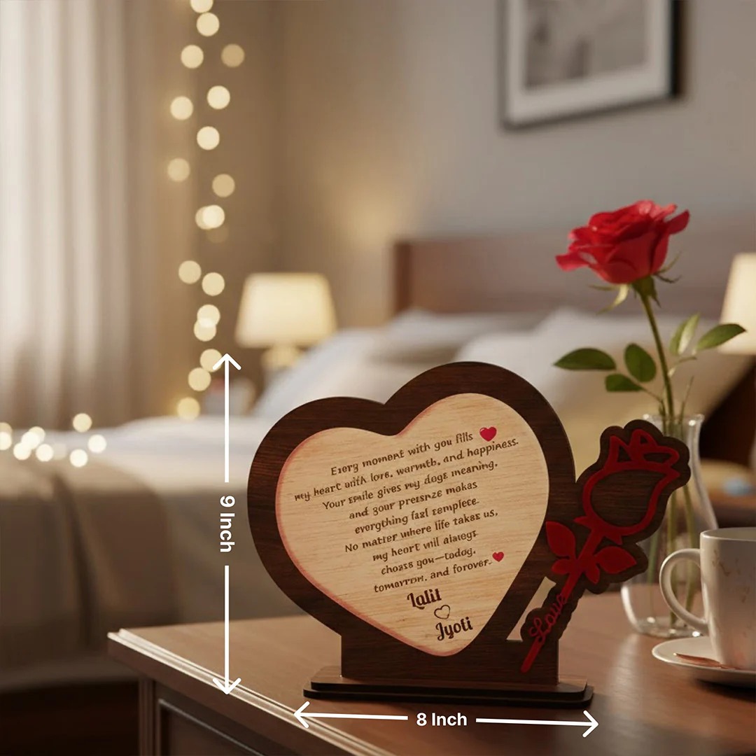 Personalized Wooden Heart Message Table Decor (8×9") - Image 3