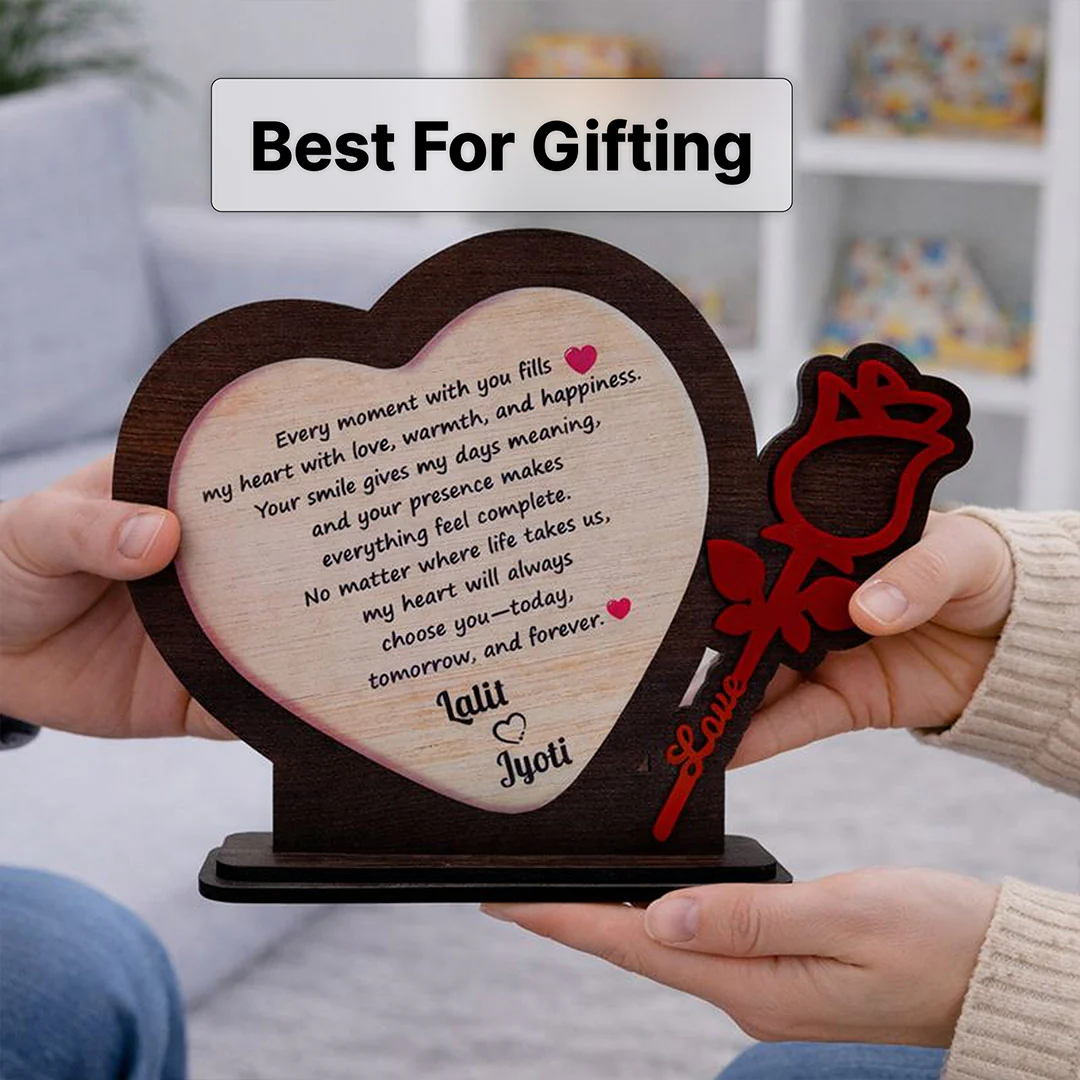 Personalized Wooden Heart Message Table Decor (8×9") - Image 4