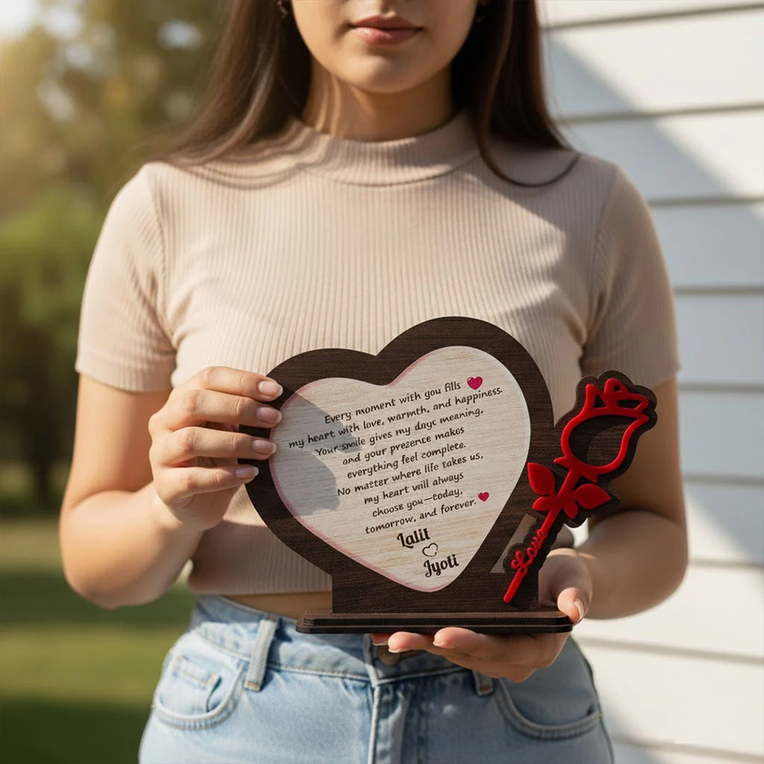 Personalized Wooden Heart Message Table Decor (8×9") - Image 5