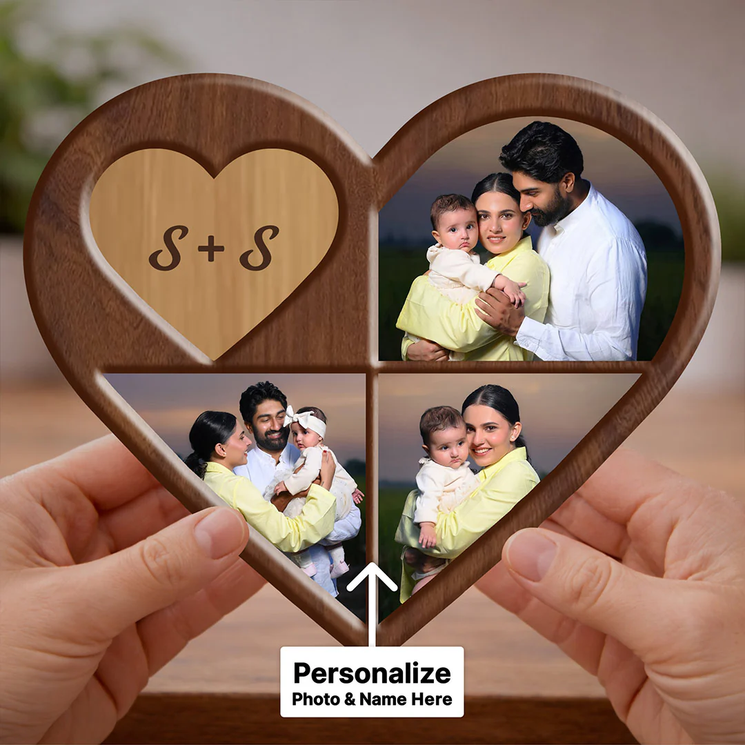 Personalized Wooden Heart Photo Collage Wall Frame (8x12") - Image 2