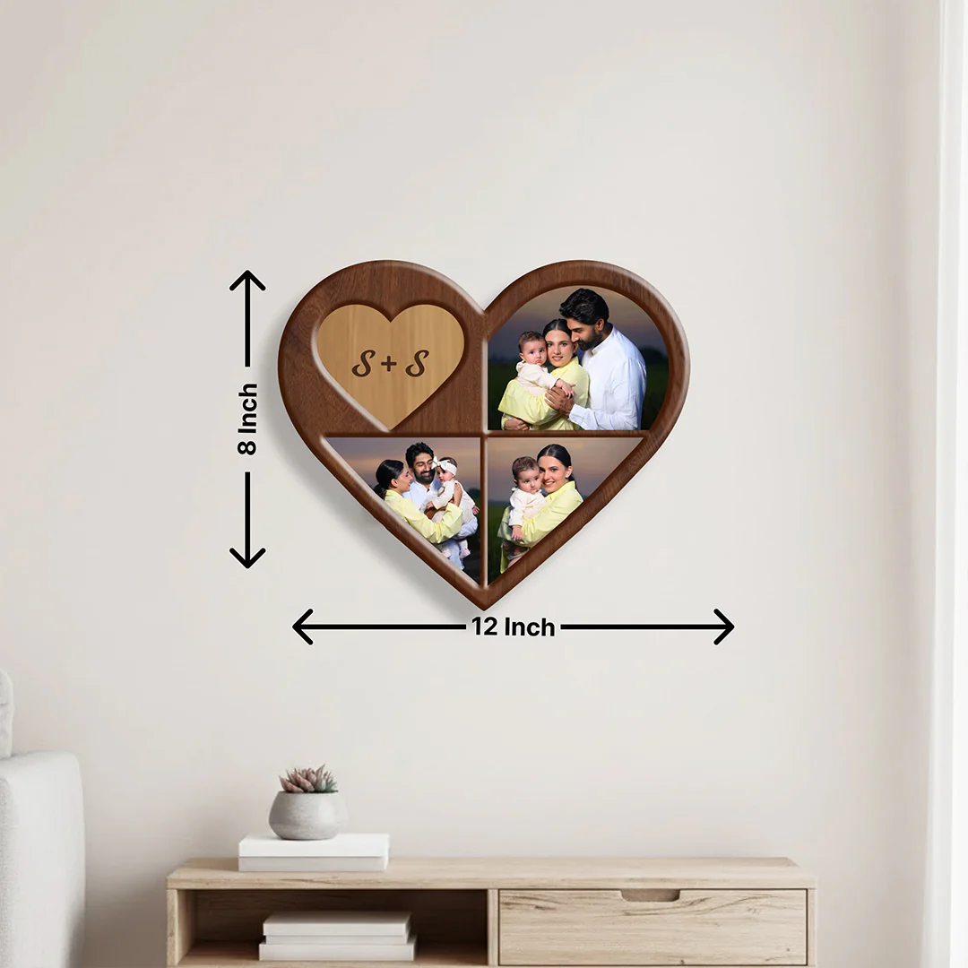 Personalized Wooden Heart Photo Collage Wall Frame (8x12") - Image 3