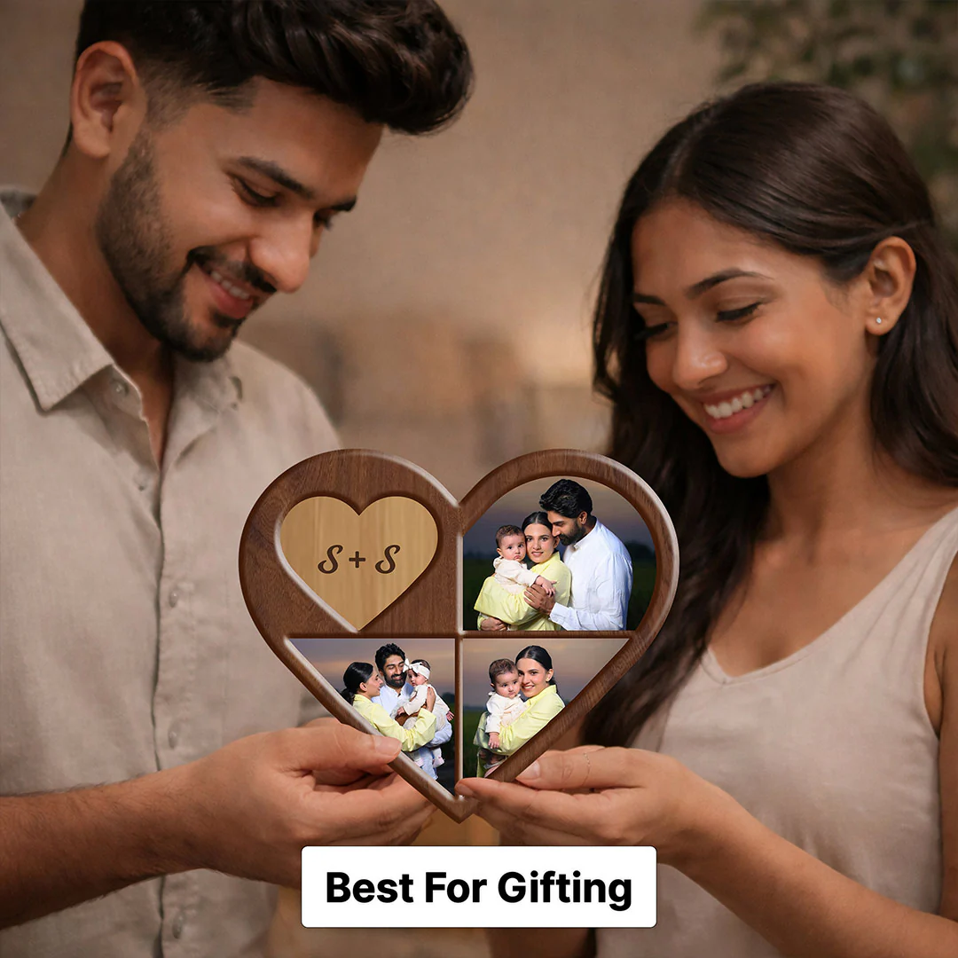 Personalized Wooden Heart Photo Collage Wall Frame (8x12") - Image 5