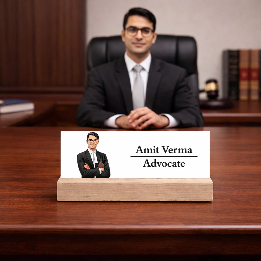 Personalized Wooden Name Desk Name Plate for Advocate, Lawyer, Office Desk(7.5x2 Inch)