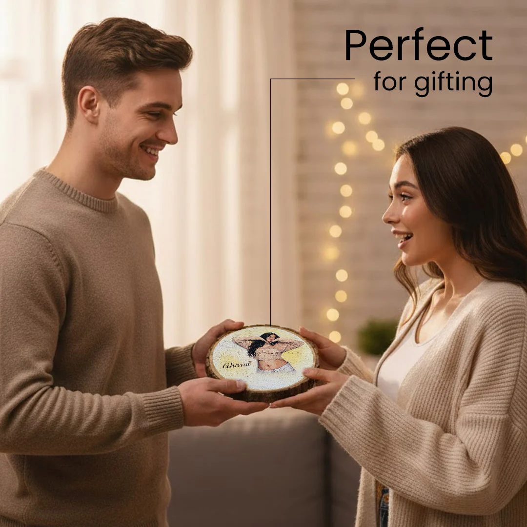 Personalized Wooden Slice (8×8 Inch) with Portrait Art - Image 6