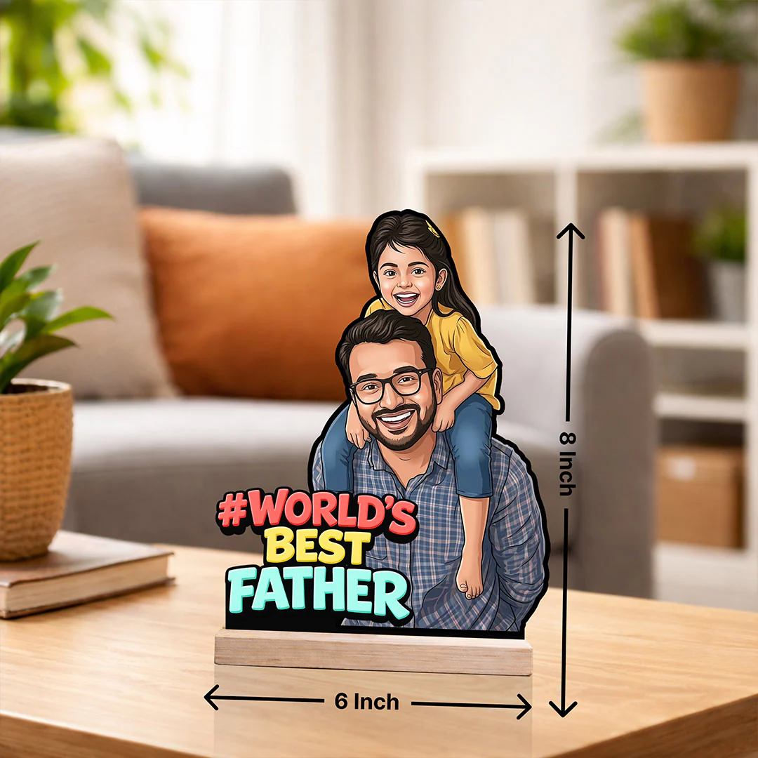 Personalized “World’s Best Father” Wooden Cartoon Cutout Stand (6x8") - Image 3