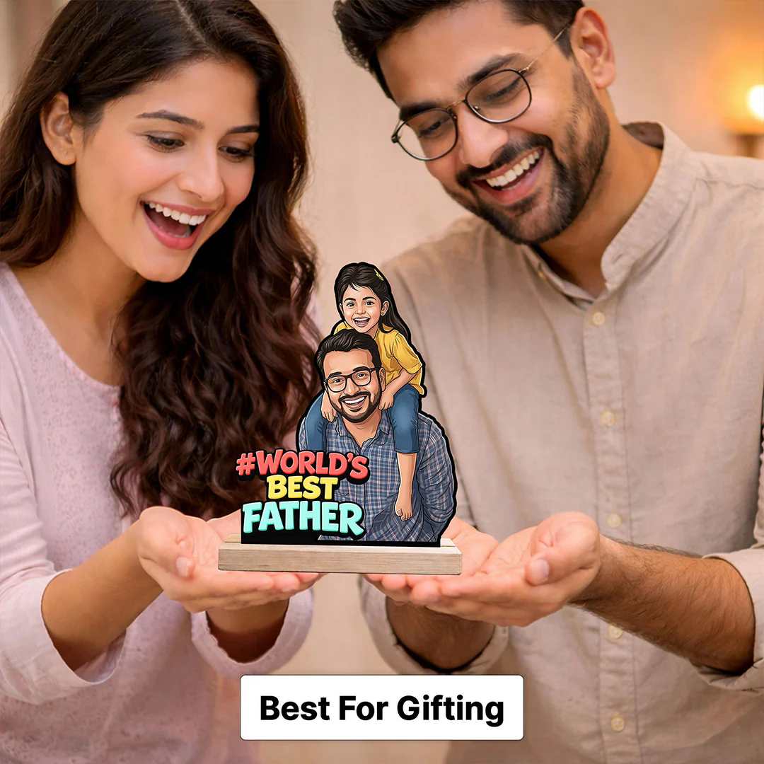 Personalized “World’s Best Father” Wooden Cartoon Cutout Stand (6x8") - Image 5