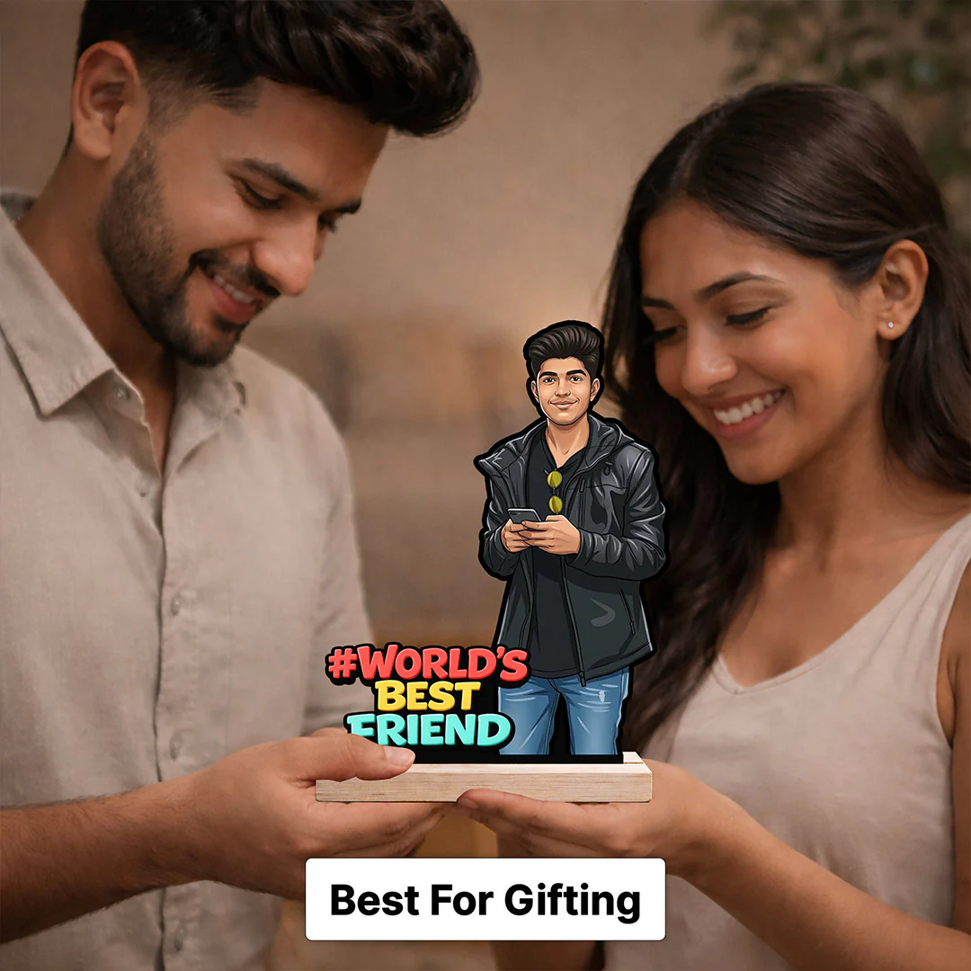 Personalized #World’s Best Friend Cartoon Wooden Table Stand (6x8") - Image 2