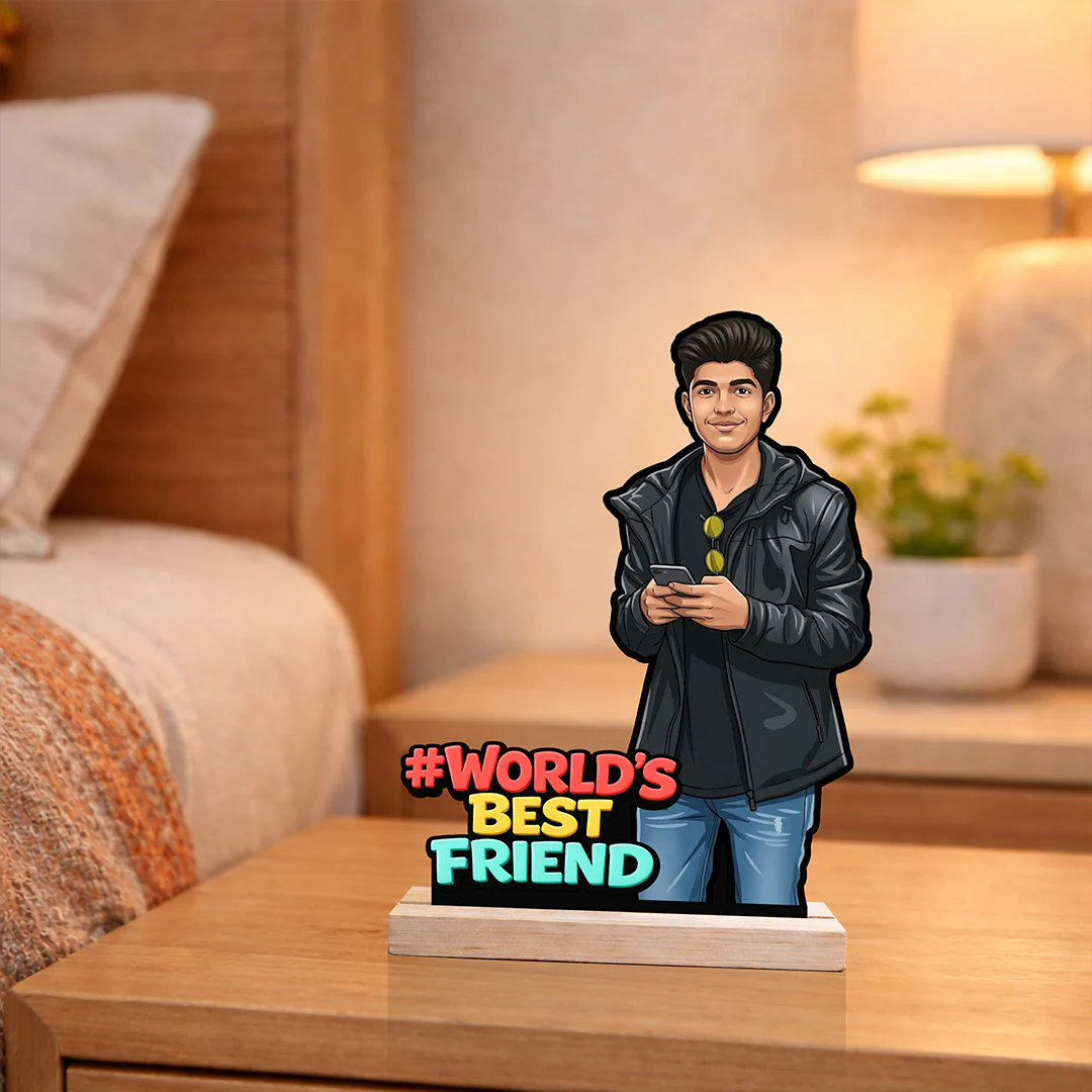 Personalized #World’s Best Friend Cartoon Wooden Table Stand (6x8") - Image 4