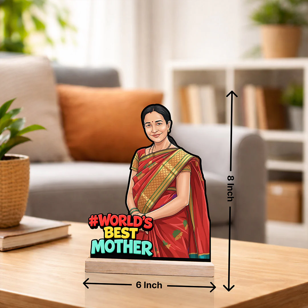Personalized “World’s Best Mother” Wooden Cartoon Cutout Stand (6x8") - Image 2