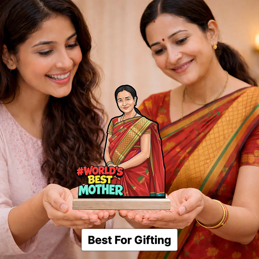 Personalized “World’s Best Mother” Wooden Cartoon Cutout Stand (6x8") - Image 3